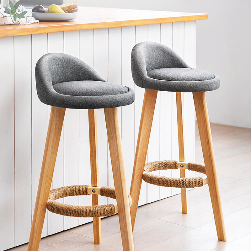 Contemporary Indoor Bar Stool Round Seat Stool with Backrest, Wood Base Clearhalo 'Bar Furniture' 'Bar Stools' 'bar_stools' 'furn' 'furn_bar_stools' 'furniture_bar_stools' 'Kitchen & Dining Furniture' 'kitchen&dining_furn' 'kitchen' 'kitchen_furn' Furniture' 4354328