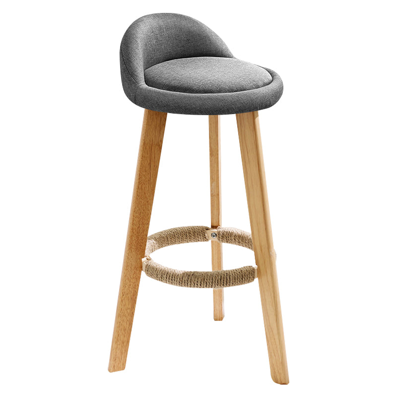 Contemporary Indoor Bar Stool Round Seat Stool with Backrest, Wood Base Light Gray Clearhalo 'Bar Furniture' 'Bar Stools' 'bar_stools' 'furn' 'furn_bar_stools' 'furniture_bar_stools' 'Kitchen & Dining Furniture' 'kitchen&dining_furn' 'kitchen' 'kitchen_furn' Furniture' 4354331