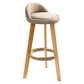 Contemporary Indoor Bar Stool Round Seat Stool with Backrest, Wood Base Off-White Clearhalo 'Bar Furniture' 'Bar Stools' 'bar_stools' 'furn' 'furn_bar_stools' 'furniture_bar_stools' 'Kitchen & Dining Furniture' 'kitchen&dining_furn' 'kitchen' 'kitchen_furn' Furniture' 4354333