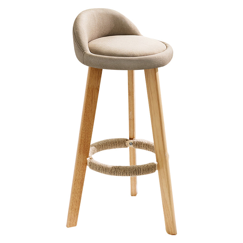 Contemporary Indoor Bar Stool Round Seat Stool with Backrest, Wood Base Off-White Clearhalo 'Bar Furniture' 'Bar Stools' 'bar_stools' 'furn' 'furn_bar_stools' 'furniture_bar_stools' 'Kitchen & Dining Furniture' 'kitchen&dining_furn' 'kitchen' 'kitchen_furn' Furniture' 4354333