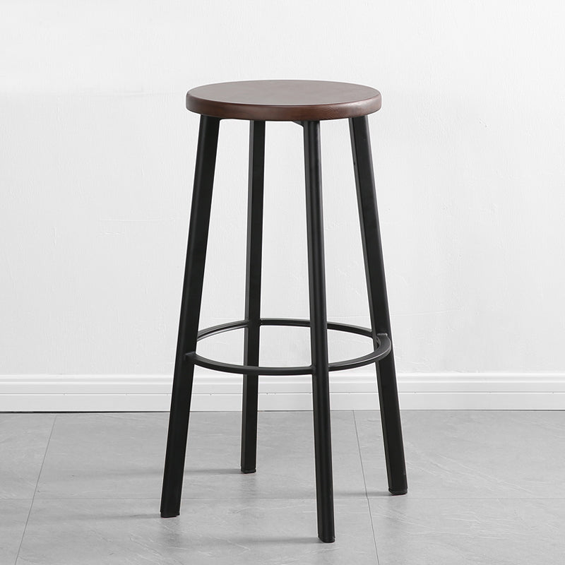 Modern Minimalist Bar And Counter Stool Wrought Iron Solid Wood Cafe Bar Stool,Set of 4 Clearhalo 'Bar Furniture' 'Bar Stools' 'bar_stools' 'furn' 'furn_bar_stools' 'furniture_bar_stools' 'Kitchen & Dining Furniture' 'kitchen&dining_furn' 'kitchen' 'kitchen_furn' Furniture' 4354336