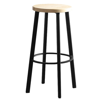 Modern Minimalist Bar And Counter Stool Wrought Iron Solid Wood Cafe Bar Stool,Set of 4 Natural 1 Piece Clearhalo 'Bar Furniture' 'Bar Stools' 'bar_stools' 'furn' 'furn_bar_stools' 'furniture_bar_stools' 'Kitchen & Dining Furniture' 'kitchen&dining_furn' 'kitchen' 'kitchen_furn' Furniture' 4354337