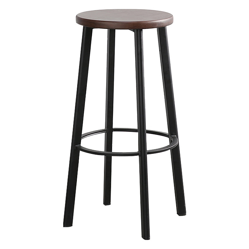 Modern Minimalist Bar And Counter Stool Wrought Iron Solid Wood Cafe Bar Stool,Set of 4 Walnut 1 Piece Clearhalo 'Bar Furniture' 'Bar Stools' 'bar_stools' 'furn' 'furn_bar_stools' 'furniture_bar_stools' 'Kitchen & Dining Furniture' 'kitchen&dining_furn' 'kitchen' 'kitchen_furn' Furniture' 4354338