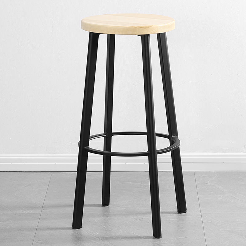 Modern Minimalist Bar And Counter Stool Wrought Iron Solid Wood Cafe Bar Stool,Set of 4 Clearhalo 'Bar Furniture' 'Bar Stools' 'bar_stools' 'furn' 'furn_bar_stools' 'furniture_bar_stools' 'Kitchen & Dining Furniture' 'kitchen&dining_furn' 'kitchen' 'kitchen_furn' Furniture' 4354339