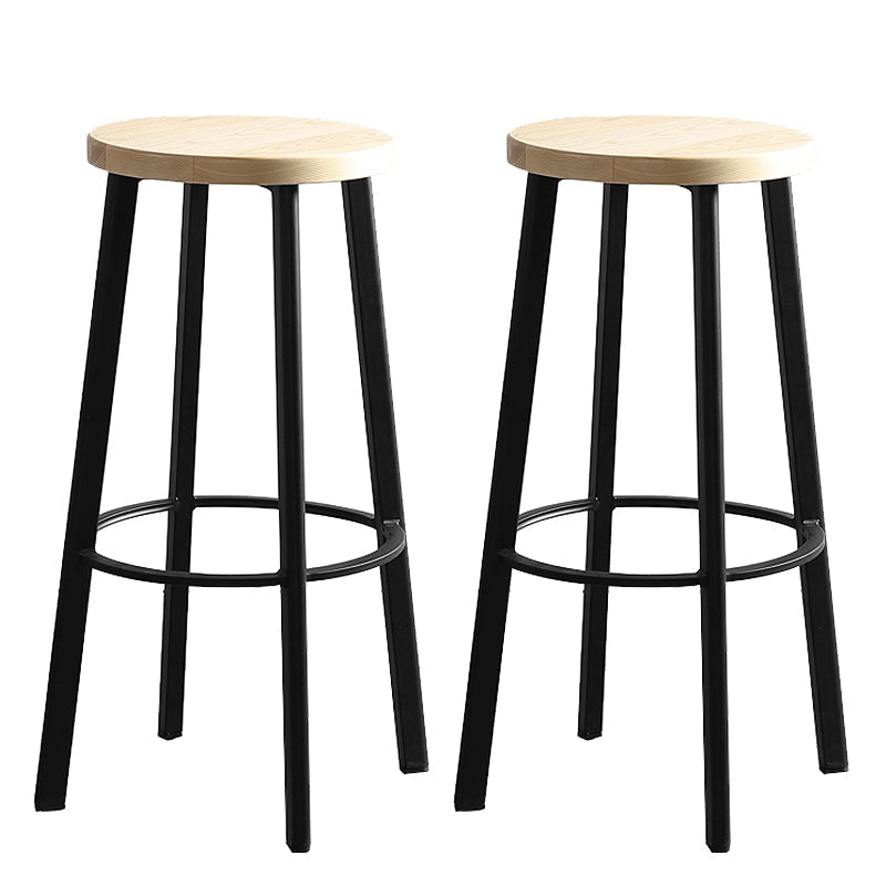 Modern Minimalist Bar And Counter Stool Wrought Iron Solid Wood Cafe Bar Stool,Set of 4 Natural 2 Piece Set Clearhalo 'Bar Furniture' 'Bar Stools' 'bar_stools' 'furn' 'furn_bar_stools' 'furniture_bar_stools' 'Kitchen & Dining Furniture' 'kitchen&dining_furn' 'kitchen' 'kitchen_furn' Furniture' 4354340