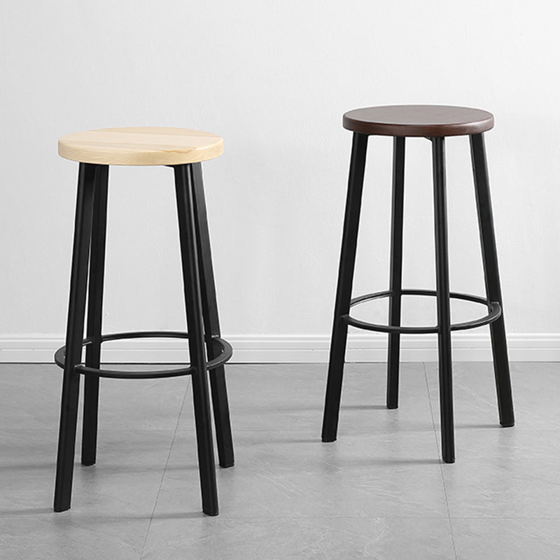 Modern Minimalist Bar And Counter Stool Wrought Iron Solid Wood Cafe Bar Stool,Set of 4 Clearhalo 'Bar Furniture' 'Bar Stools' 'bar_stools' 'furn' 'furn_bar_stools' 'furniture_bar_stools' 'Kitchen & Dining Furniture' 'kitchen&dining_furn' 'kitchen' 'kitchen_furn' Furniture' 4354341