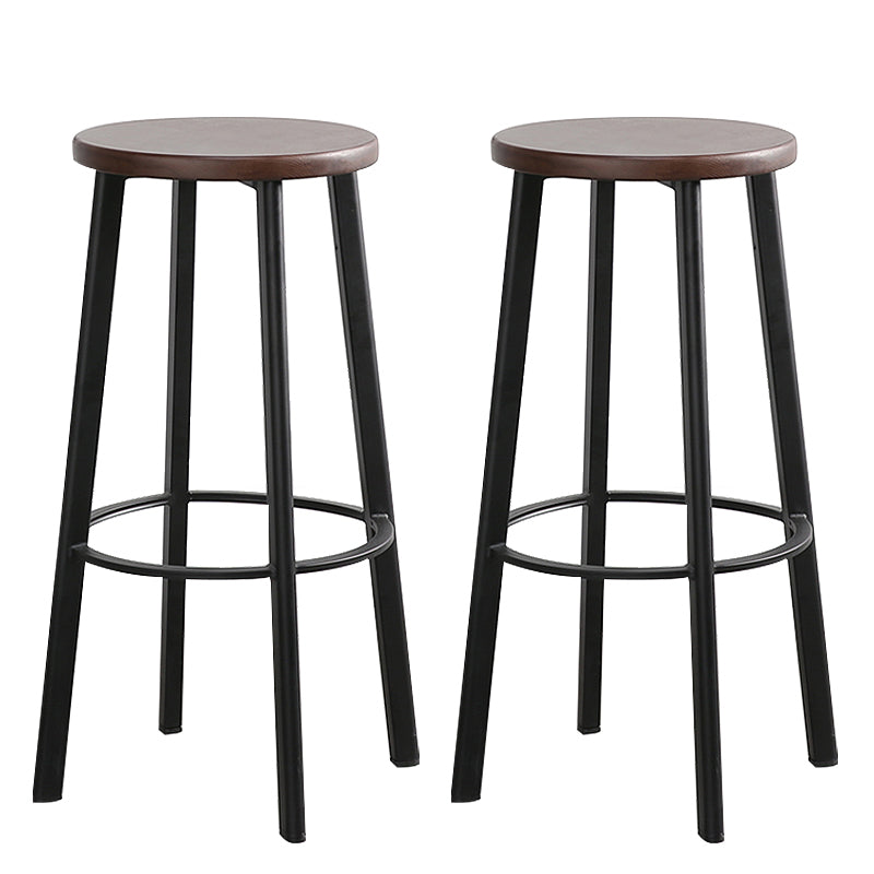 Modern Minimalist Bar And Counter Stool Wrought Iron Solid Wood Cafe Bar Stool,Set of 4 Walnut 2 Piece Set Clearhalo 'Bar Furniture' 'Bar Stools' 'bar_stools' 'furn' 'furn_bar_stools' 'furniture_bar_stools' 'Kitchen & Dining Furniture' 'kitchen&dining_furn' 'kitchen' 'kitchen_furn' Furniture' 4354342