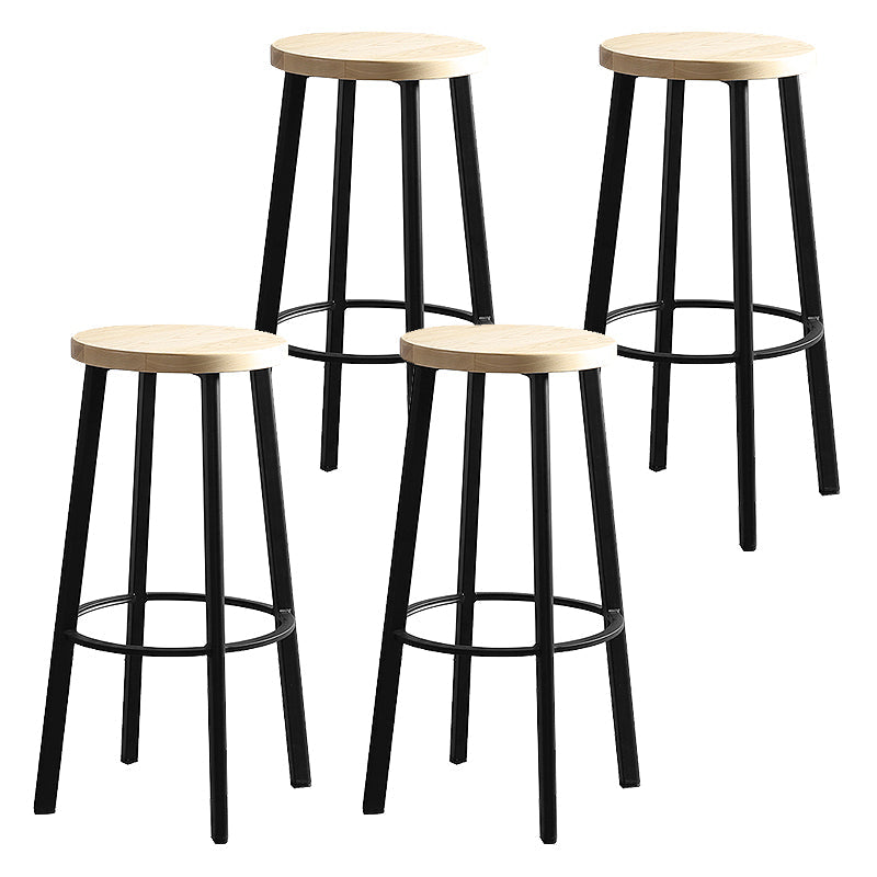 Modern Minimalist Bar And Counter Stool Wrought Iron Solid Wood Cafe Bar Stool,Set of 4 Natural 4 Piece Set Clearhalo 'Bar Furniture' 'Bar Stools' 'bar_stools' 'furn' 'furn_bar_stools' 'furniture_bar_stools' 'Kitchen & Dining Furniture' 'kitchen&dining_furn' 'kitchen' 'kitchen_furn' Furniture' 4354344