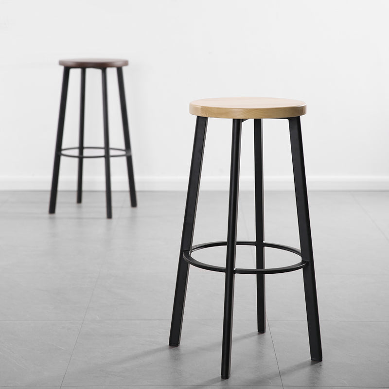 Modern Minimalist Bar And Counter Stool Wrought Iron Solid Wood Cafe Bar Stool,Set of 4 Clearhalo 'Bar Furniture' 'Bar Stools' 'bar_stools' 'furn' 'furn_bar_stools' 'furniture_bar_stools' 'Kitchen & Dining Furniture' 'kitchen&dining_furn' 'kitchen' 'kitchen_furn' Furniture' 4354347