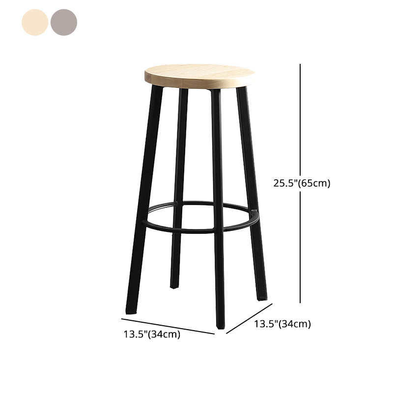 Modern Minimalist Bar And Counter Stool Wrought Iron Solid Wood Cafe Bar Stool,Set of 4 Clearhalo 'Bar Furniture' 'Bar Stools' 'bar_stools' 'furn' 'furn_bar_stools' 'furniture_bar_stools' 'Kitchen & Dining Furniture' 'kitchen&dining_furn' 'kitchen' 'kitchen_furn' Furniture' 4354349