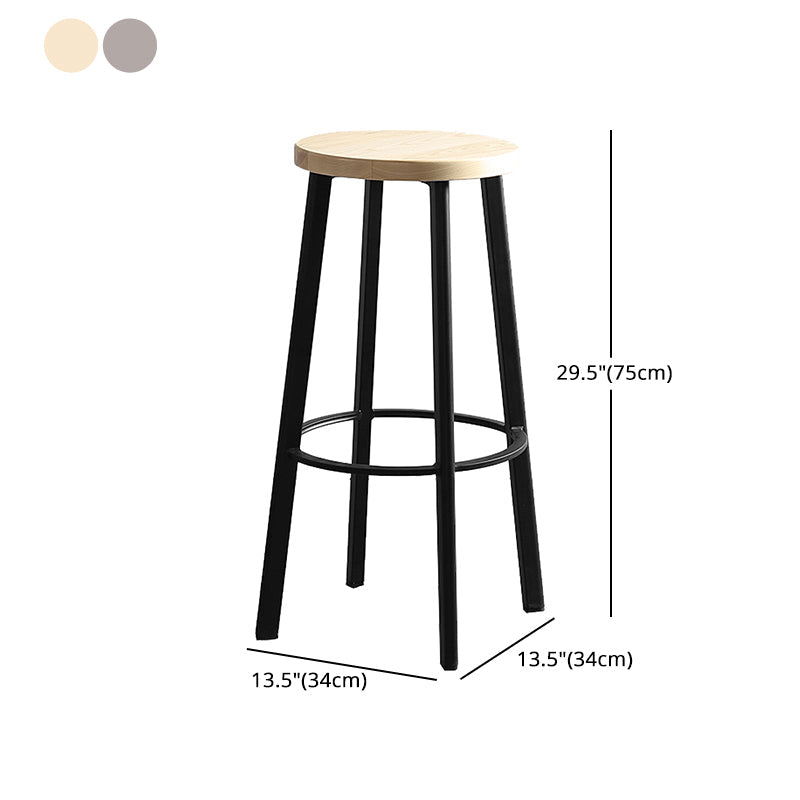 Modern Minimalist Bar And Counter Stool Wrought Iron Solid Wood Cafe Bar Stool,Set of 4 Clearhalo 'Bar Furniture' 'Bar Stools' 'bar_stools' 'furn' 'furn_bar_stools' 'furniture_bar_stools' 'Kitchen & Dining Furniture' 'kitchen&dining_furn' 'kitchen' 'kitchen_furn' Furniture' 4354350