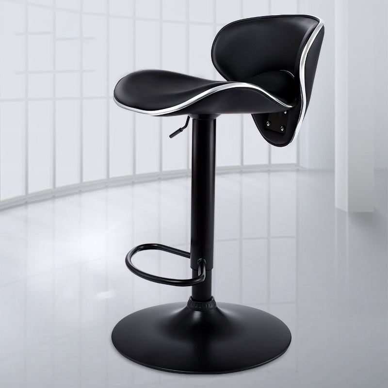 Adjustable Modern Counter Bar Stool Backrest Leather Bar Stool with Swivel in Black Clearhalo 'Bar Furniture' 'Bar Stools' 'bar_stools' 'furn' 'furn_bar_stools' 'furniture_bar_stools' 'Kitchen & Dining Furniture' 'kitchen&dining_furn' 'kitchen' 'kitchen_furn' Furniture' 4354351