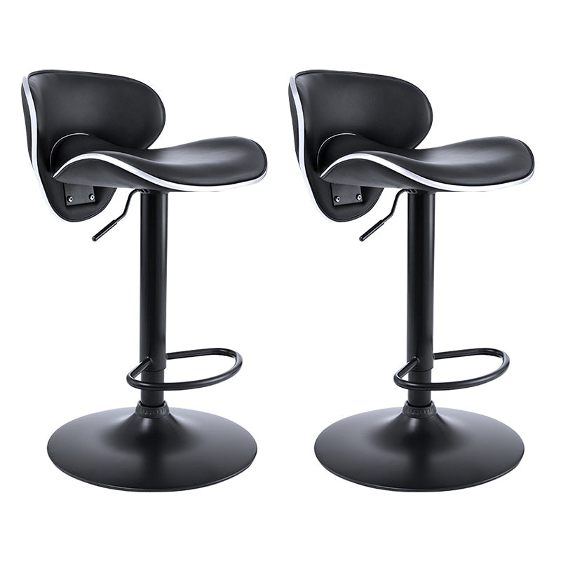 Adjustable Modern Counter Bar Stool Backrest Leather Bar Stool with Swivel in Black 2 Piece Set Clearhalo 'Bar Furniture' 'Bar Stools' 'bar_stools' 'furn' 'furn_bar_stools' 'furniture_bar_stools' 'Kitchen & Dining Furniture' 'kitchen&dining_furn' 'kitchen' 'kitchen_furn' Furniture' 4354353