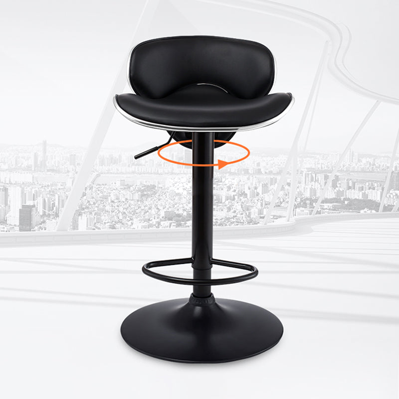Adjustable Modern Counter Bar Stool Backrest Leather Bar Stool with Swivel in Black Clearhalo 'Bar Furniture' 'Bar Stools' 'bar_stools' 'furn' 'furn_bar_stools' 'furniture_bar_stools' 'Kitchen & Dining Furniture' 'kitchen&dining_furn' 'kitchen' 'kitchen_furn' Furniture' 4354354