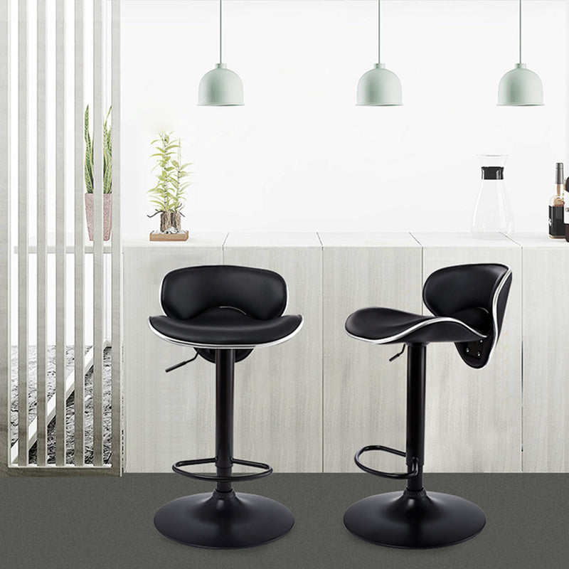 Adjustable Modern Counter Bar Stool Backrest Leather Bar Stool with Swivel in Black Clearhalo 'Bar Furniture' 'Bar Stools' 'bar_stools' 'furn' 'furn_bar_stools' 'furniture_bar_stools' 'Kitchen & Dining Furniture' 'kitchen&dining_furn' 'kitchen' 'kitchen_furn' Furniture' 4354356