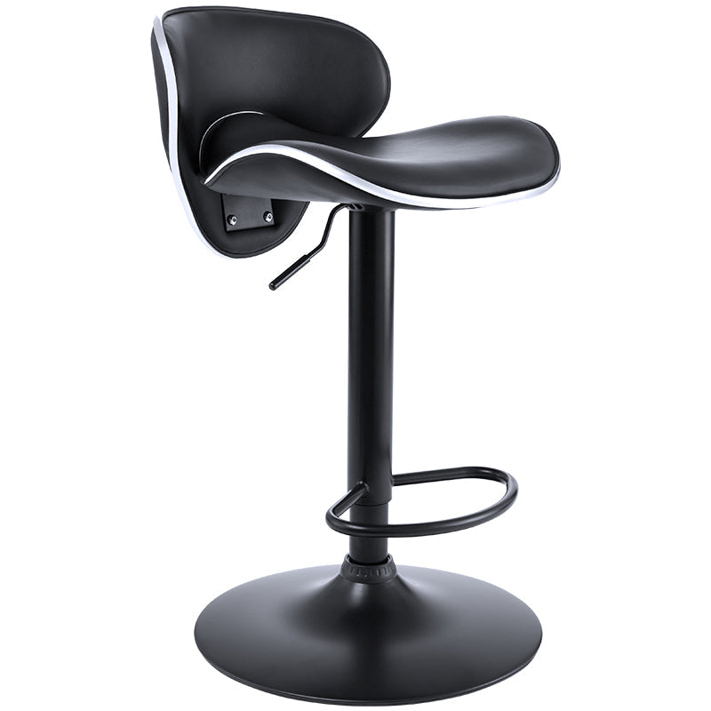 Adjustable Modern Counter Bar Stool Backrest Leather Bar Stool with Swivel in Black Clearhalo 'Bar Furniture' 'Bar Stools' 'bar_stools' 'furn' 'furn_bar_stools' 'furniture_bar_stools' 'Kitchen & Dining Furniture' 'kitchen&dining_furn' 'kitchen' 'kitchen_furn' Furniture' 4354358