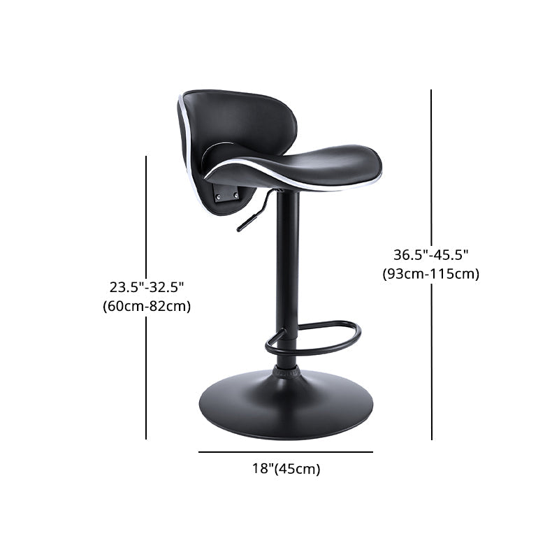 Adjustable Modern Counter Bar Stool Backrest Leather Bar Stool with Swivel in Black Clearhalo 'Bar Furniture' 'Bar Stools' 'bar_stools' 'furn' 'furn_bar_stools' 'furniture_bar_stools' 'Kitchen & Dining Furniture' 'kitchen&dining_furn' 'kitchen' 'kitchen_furn' Furniture' 4354362