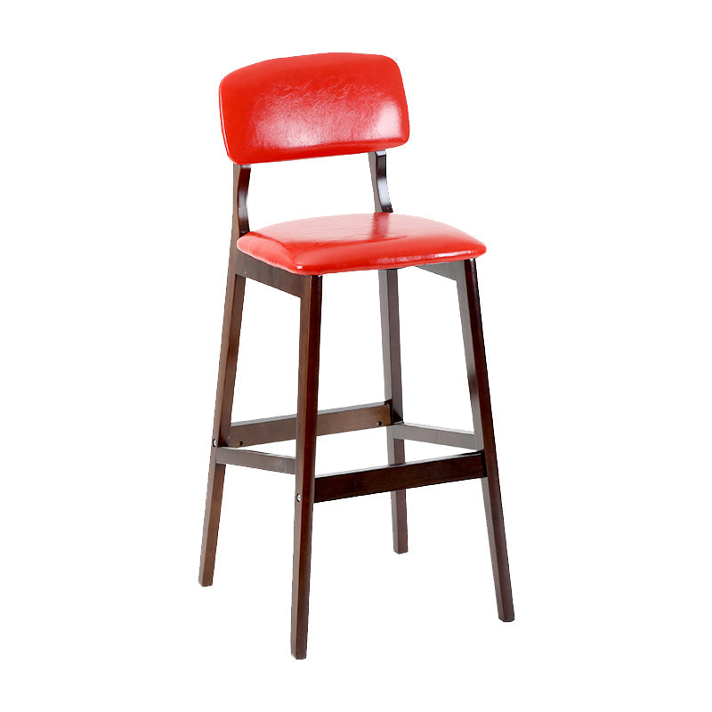 Contemporary Counter Bar Stool Backrest Espresso Wood Bar Stool with Footrest Red 1 Piece Clearhalo 'Bar Furniture' 'Bar Stools' 'bar_stools' 'furn' 'furn_bar_stools' 'furniture_bar_stools' 'Kitchen & Dining Furniture' 'kitchen&dining_furn' 'kitchen' 'kitchen_furn' Furniture' 4354389