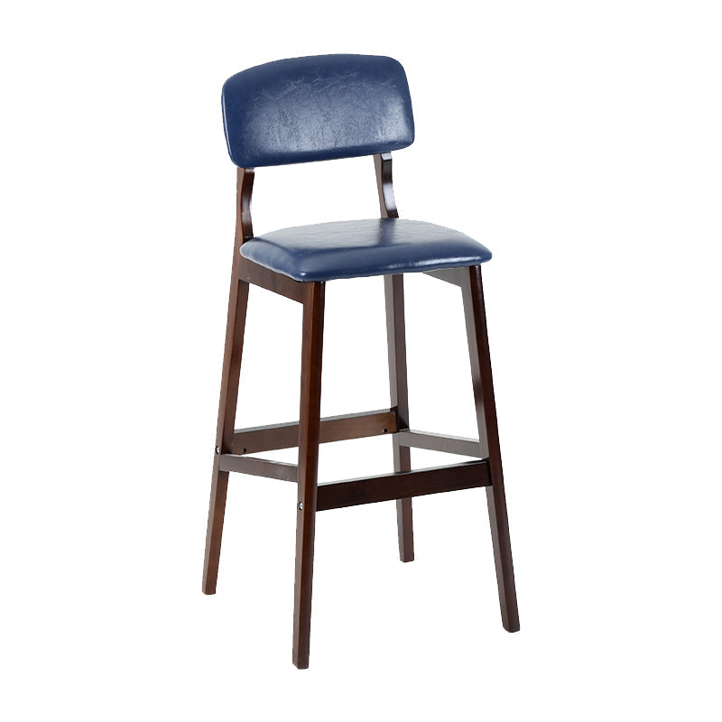 Contemporary Counter Bar Stool Backrest Espresso Wood Bar Stool with Footrest Blue 1 Piece Clearhalo 'Bar Furniture' 'Bar Stools' 'bar_stools' 'furn' 'furn_bar_stools' 'furniture_bar_stools' 'Kitchen & Dining Furniture' 'kitchen&dining_furn' 'kitchen' 'kitchen_furn' Furniture' 4354400