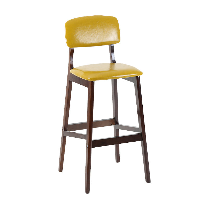 Contemporary Counter Bar Stool Backrest Espresso Wood Bar Stool with Footrest Light Yellow 1 Piece Clearhalo 'Bar Furniture' 'Bar Stools' 'bar_stools' 'furn' 'furn_bar_stools' 'furniture_bar_stools' 'Kitchen & Dining Furniture' 'kitchen&dining_furn' 'kitchen' 'kitchen_furn' Furniture' 4354401