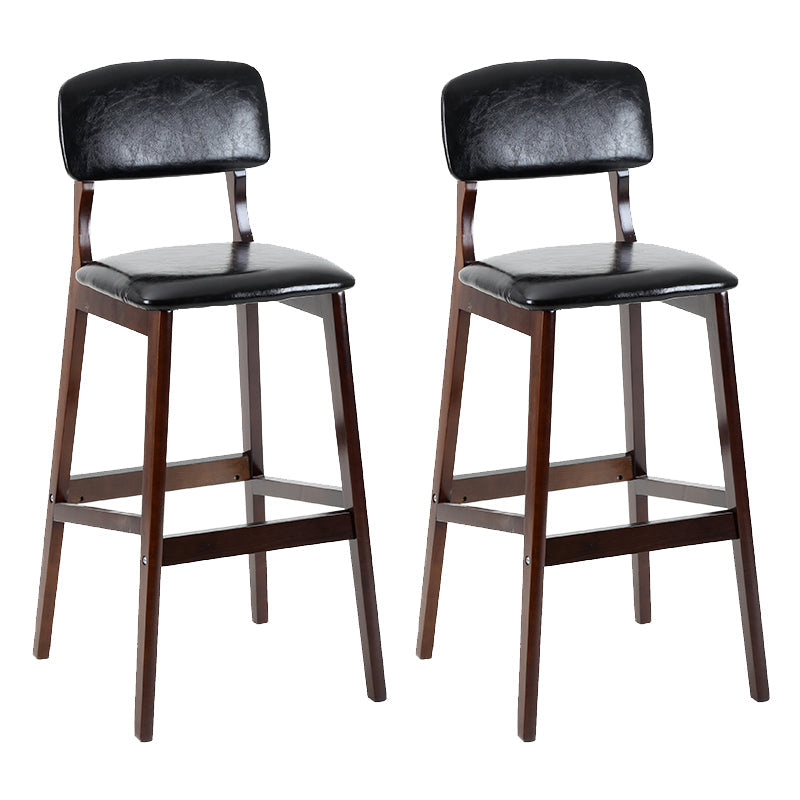 Contemporary Counter Bar Stool Backrest Espresso Wood Bar Stool with Footrest Black 2 Piece Set Clearhalo 'Bar Furniture' 'Bar Stools' 'bar_stools' 'furn' 'furn_bar_stools' 'furniture_bar_stools' 'Kitchen & Dining Furniture' 'kitchen&dining_furn' 'kitchen' 'kitchen_furn' Furniture' 4354405