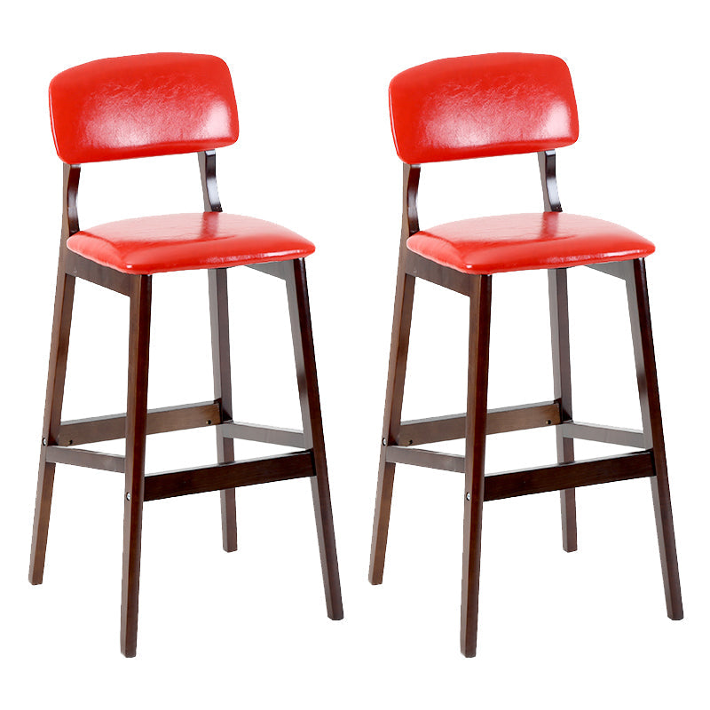 Contemporary Counter Bar Stool Backrest Espresso Wood Bar Stool with Footrest Red 2 Piece Set Clearhalo 'Bar Furniture' 'Bar Stools' 'bar_stools' 'furn' 'furn_bar_stools' 'furniture_bar_stools' 'Kitchen & Dining Furniture' 'kitchen&dining_furn' 'kitchen' 'kitchen_furn' Furniture' 4354406