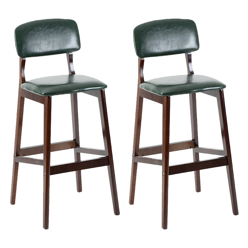 Contemporary Counter Bar Stool Backrest Espresso Wood Bar Stool with Footrest Green 2 Piece Set Clearhalo 'Bar Furniture' 'Bar Stools' 'bar_stools' 'furn' 'furn_bar_stools' 'furniture_bar_stools' 'Kitchen & Dining Furniture' 'kitchen&dining_furn' 'kitchen' 'kitchen_furn' Furniture' 4354408