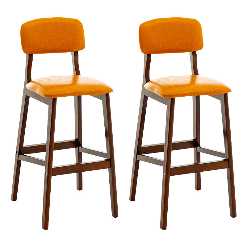 Contemporary Counter Bar Stool Backrest Espresso Wood Bar Stool with Footrest Orange 2 Piece Set Clearhalo 'Bar Furniture' 'Bar Stools' 'bar_stools' 'furn' 'furn_bar_stools' 'furniture_bar_stools' 'Kitchen & Dining Furniture' 'kitchen&dining_furn' 'kitchen' 'kitchen_furn' Furniture' 4354410