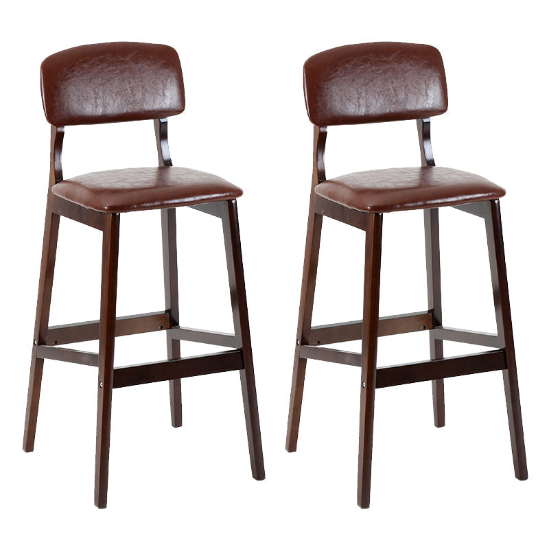 Contemporary Counter Bar Stool Backrest Espresso Wood Bar Stool with Footrest Brown 2 Piece Set Clearhalo 'Bar Furniture' 'Bar Stools' 'bar_stools' 'furn' 'furn_bar_stools' 'furniture_bar_stools' 'Kitchen & Dining Furniture' 'kitchen&dining_furn' 'kitchen' 'kitchen_furn' Furniture' 4354411