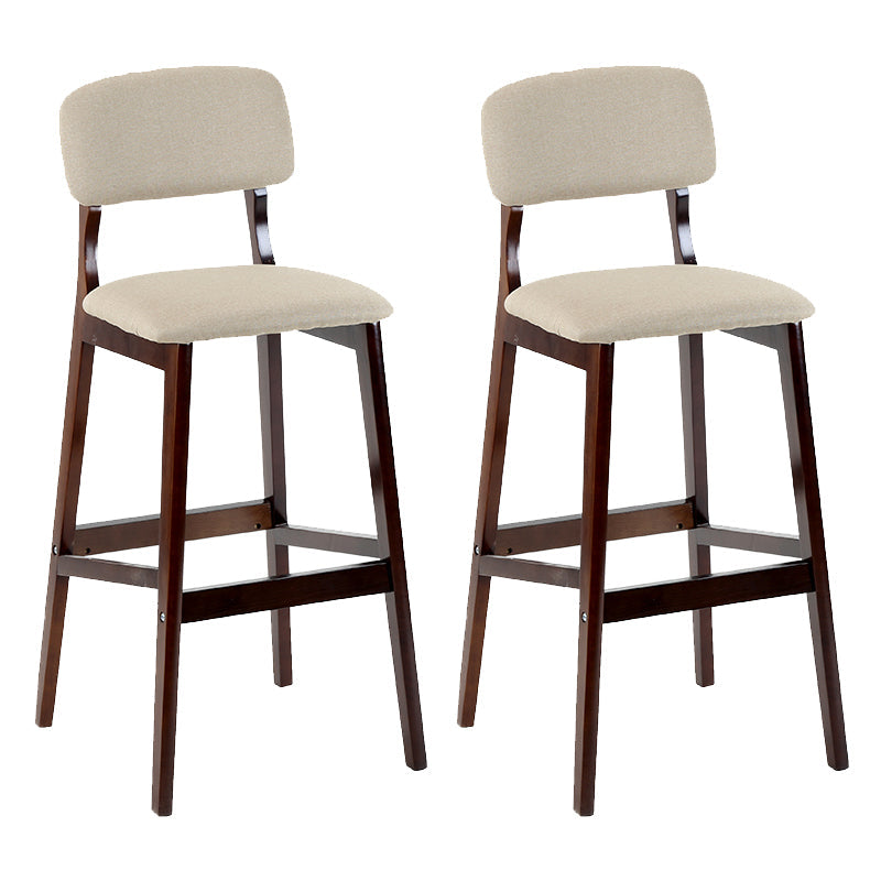 Contemporary Counter Bar Stool Backrest Espresso Wood Bar Stool with Footrest Off-White 2 Piece Set Clearhalo 'Bar Furniture' 'Bar Stools' 'bar_stools' 'furn' 'furn_bar_stools' 'furniture_bar_stools' 'Kitchen & Dining Furniture' 'kitchen&dining_furn' 'kitchen' 'kitchen_furn' Furniture' 4354413