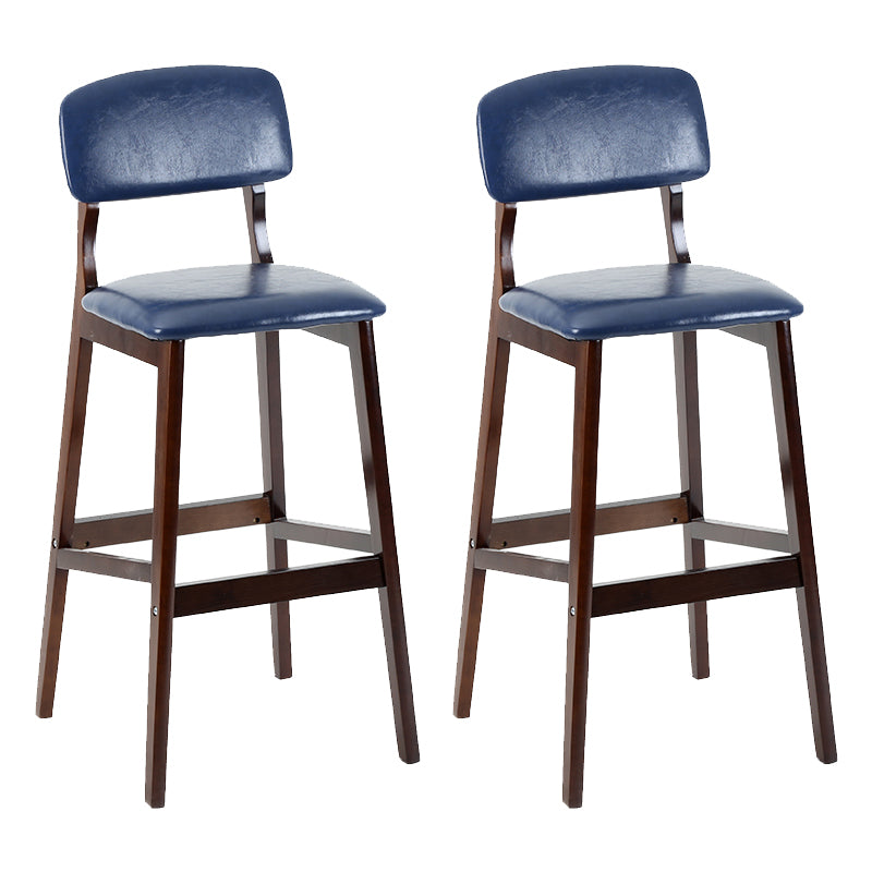 Contemporary Counter Bar Stool Backrest Espresso Wood Bar Stool with Footrest Blue 2 Piece Set Clearhalo 'Bar Furniture' 'Bar Stools' 'bar_stools' 'furn' 'furn_bar_stools' 'furniture_bar_stools' 'Kitchen & Dining Furniture' 'kitchen&dining_furn' 'kitchen' 'kitchen_furn' Furniture' 4354415