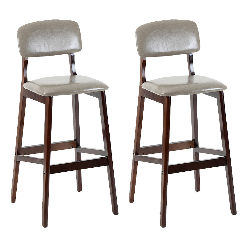 Contemporary Counter Bar Stool Backrest Espresso Wood Bar Stool with Footrest Light Gray 2 Piece Set Clearhalo 'Bar Furniture' 'Bar Stools' 'bar_stools' 'furn' 'furn_bar_stools' 'furniture_bar_stools' 'Kitchen & Dining Furniture' 'kitchen&dining_furn' 'kitchen' 'kitchen_furn' Furniture' 4354417
