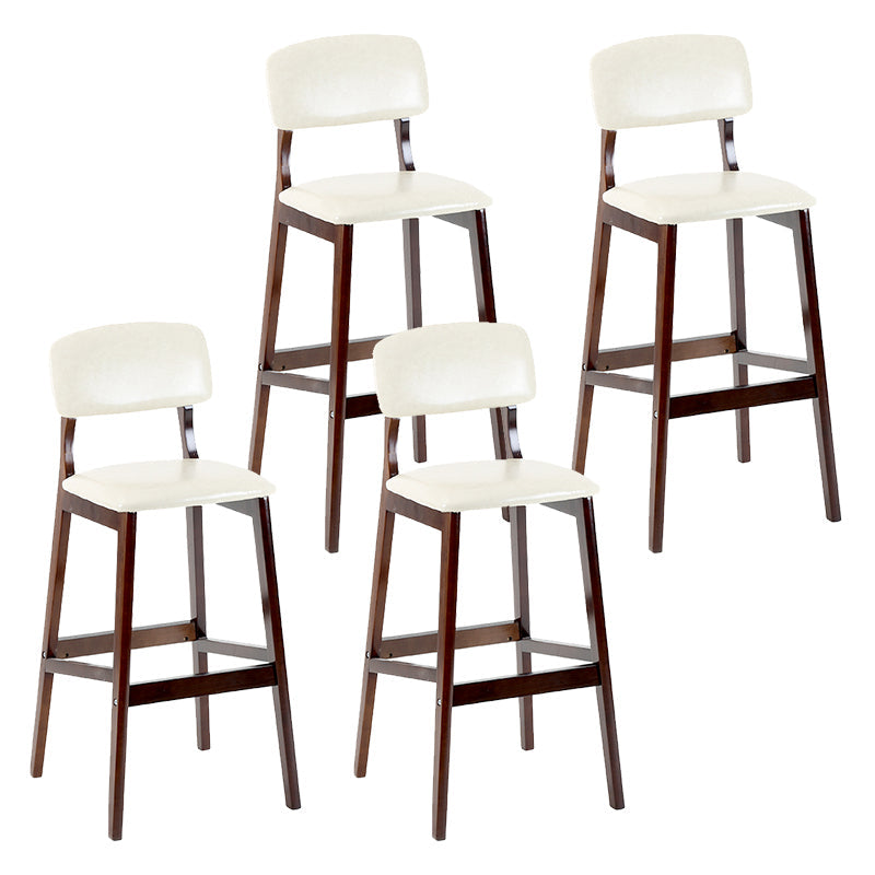 Contemporary Counter Bar Stool Backrest Espresso Wood Bar Stool with Footrest White 4 Piece Set Clearhalo 'Bar Furniture' 'Bar Stools' 'bar_stools' 'furn' 'furn_bar_stools' 'furniture_bar_stools' 'Kitchen & Dining Furniture' 'kitchen&dining_furn' 'kitchen' 'kitchen_furn' Furniture' 4354419
