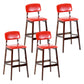 Contemporary Counter Bar Stool Backrest Espresso Wood Bar Stool with Footrest Red 4 Piece Set Clearhalo 'Bar Furniture' 'Bar Stools' 'bar_stools' 'furn' 'furn_bar_stools' 'furniture_bar_stools' 'Kitchen & Dining Furniture' 'kitchen&dining_furn' 'kitchen' 'kitchen_furn' Furniture' 4354421