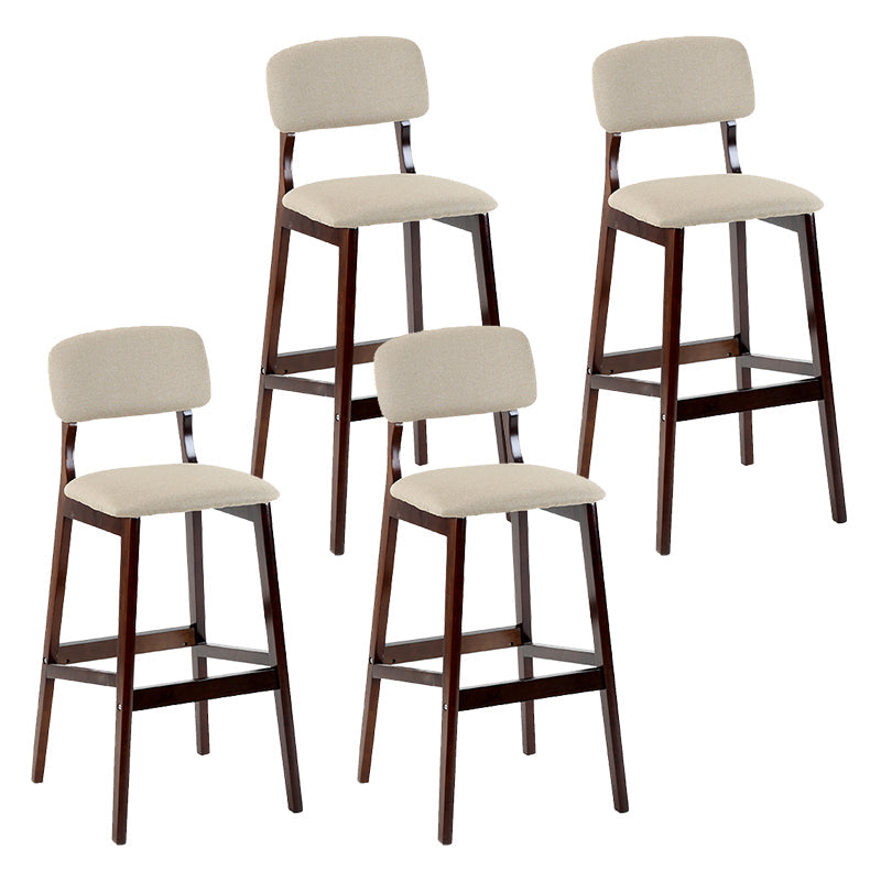 Contemporary Counter Bar Stool Backrest Espresso Wood Bar Stool with Footrest Off-White 4 Piece Set Clearhalo 'Bar Furniture' 'Bar Stools' 'bar_stools' 'furn' 'furn_bar_stools' 'furniture_bar_stools' 'Kitchen & Dining Furniture' 'kitchen&dining_furn' 'kitchen' 'kitchen_furn' Furniture' 4354428