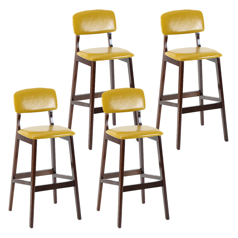 Contemporary Counter Bar Stool Backrest Espresso Wood Bar Stool with Footrest Light Yellow 4 Piece Set Clearhalo 'Bar Furniture' 'Bar Stools' 'bar_stools' 'furn' 'furn_bar_stools' 'furniture_bar_stools' 'Kitchen & Dining Furniture' 'kitchen&dining_furn' 'kitchen' 'kitchen_furn' Furniture' 4354431