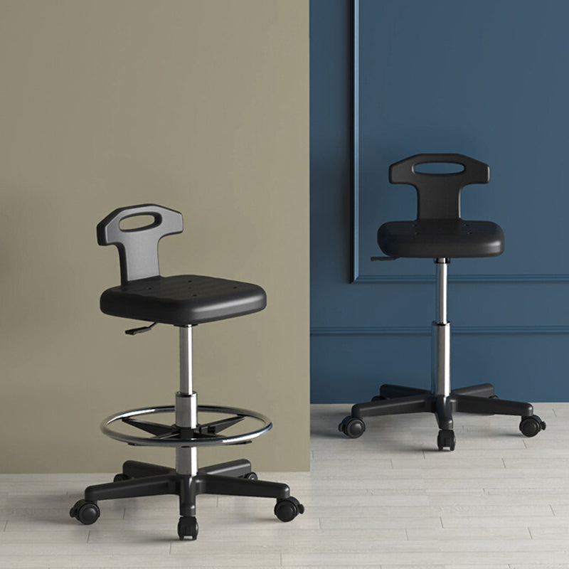 Adjustable Counter Bar Stool Backrest Plastic Bar Stool with Swivel in Black Clearhalo 'Bar Furniture' 'Bar Stools' 'bar_stools' 'furn' 'furn_bar_stools' 'furniture_bar_stools' 'Kitchen & Dining Furniture' 'kitchen&dining_furn' 'kitchen' 'kitchen_furn' Furniture' 4354434