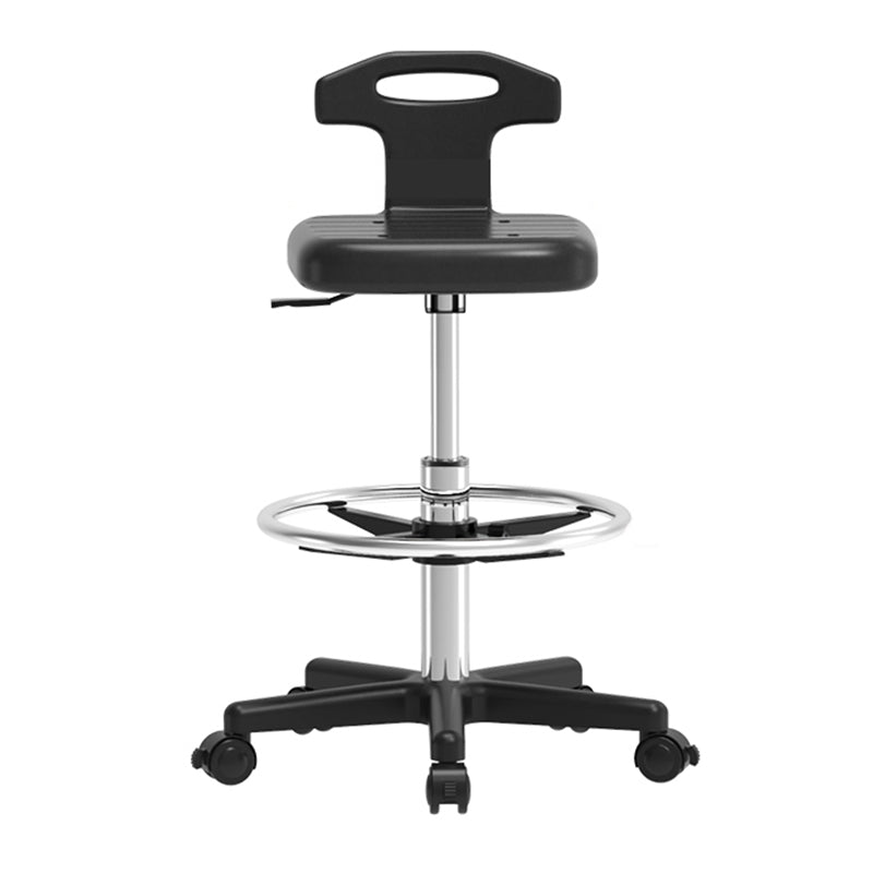 Adjustable Counter Bar Stool Backrest Plastic Bar Stool with Swivel in Black Counter Stool(26"H) With Footrest Clearhalo 'Bar Furniture' 'Bar Stools' 'bar_stools' 'furn' 'furn_bar_stools' 'furniture_bar_stools' 'Kitchen & Dining Furniture' 'kitchen&dining_furn' 'kitchen' 'kitchen_furn' Furniture' 4354436