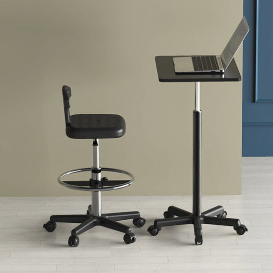 Adjustable Counter Bar Stool Backrest Plastic Bar Stool with Swivel in Black Clearhalo 'Bar Furniture' 'Bar Stools' 'bar_stools' 'furn' 'furn_bar_stools' 'furniture_bar_stools' 'Kitchen & Dining Furniture' 'kitchen&dining_furn' 'kitchen' 'kitchen_furn' Furniture' 4354437