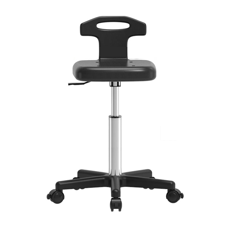Adjustable Counter Bar Stool Backrest Plastic Bar Stool with Swivel in Black Short Stool(18"H) Without Footrest Clearhalo 'Bar Furniture' 'Bar Stools' 'bar_stools' 'furn' 'furn_bar_stools' 'furniture_bar_stools' 'Kitchen & Dining Furniture' 'kitchen&dining_furn' 'kitchen' 'kitchen_furn' Furniture' 4354440