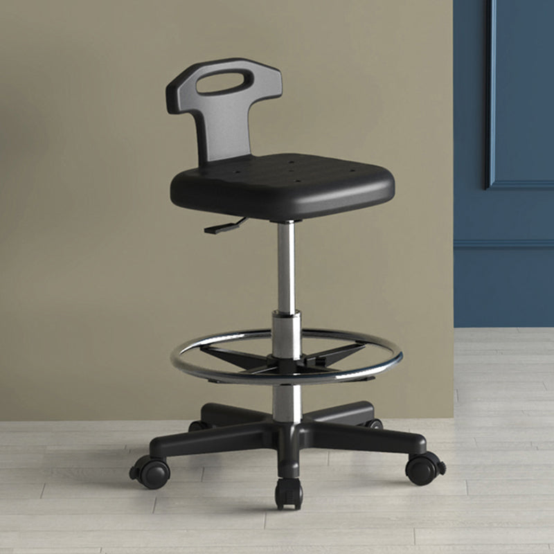 Adjustable Counter Bar Stool Backrest Plastic Bar Stool with Swivel in Black Clearhalo 'Bar Furniture' 'Bar Stools' 'bar_stools' 'furn' 'furn_bar_stools' 'furniture_bar_stools' 'Kitchen & Dining Furniture' 'kitchen&dining_furn' 'kitchen' 'kitchen_furn' Furniture' 4354449