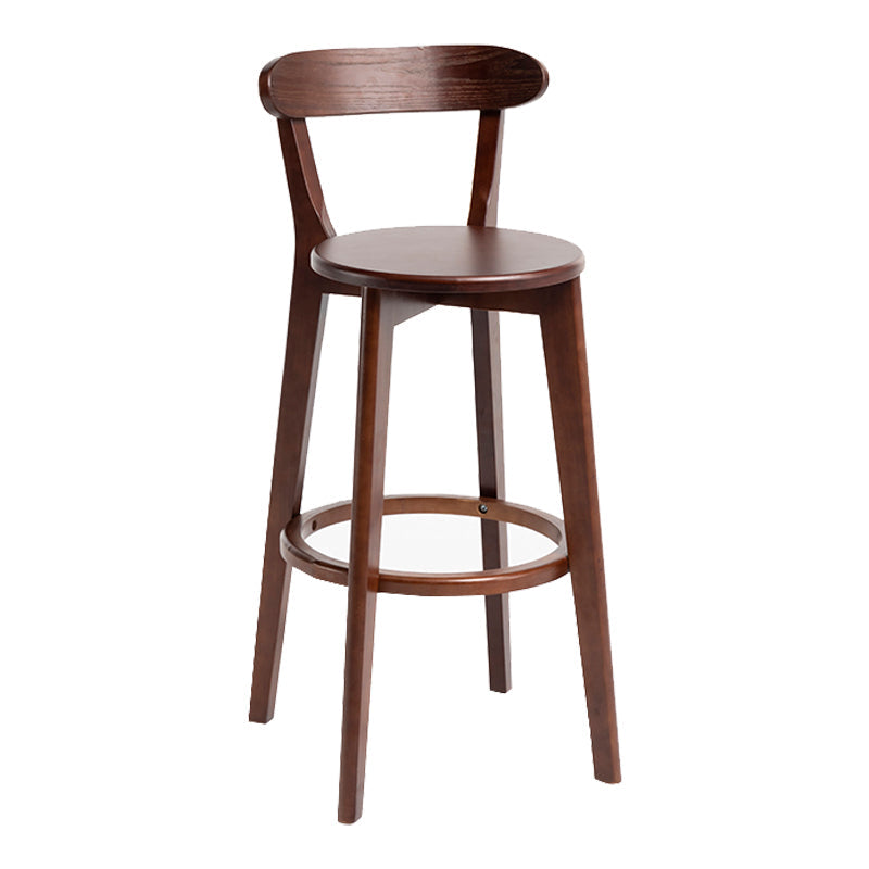 Modern Backrest Armless Counter Stool Wood Household Bar Stool with Cushion Dark Brown 1 Piece Clearhalo 'Bar Furniture' 'Bar Stools' 'bar_stools' 'furn' 'furn_bar_stools' 'furniture_bar_stools' 'Kitchen & Dining Furniture' 'kitchen&dining_furn' 'kitchen' 'kitchen_furn' Furniture' 4354457