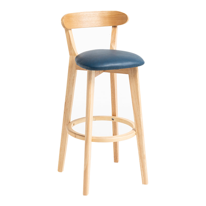 Modern Backrest Armless Counter Stool Wood Household Bar Stool with Cushion Royal Blue 1 Piece Clearhalo 'Bar Furniture' 'Bar Stools' 'bar_stools' 'furn' 'furn_bar_stools' 'furniture_bar_stools' 'Kitchen & Dining Furniture' 'kitchen&dining_furn' 'kitchen' 'kitchen_furn' Furniture' 4354461