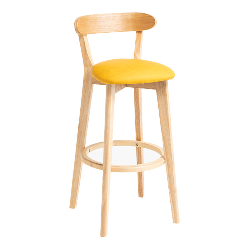 Modern Backrest Armless Counter Stool Wood Household Bar Stool with Cushion Light Yellow 1 Piece Clearhalo 'Bar Furniture' 'Bar Stools' 'bar_stools' 'furn' 'furn_bar_stools' 'furniture_bar_stools' 'Kitchen & Dining Furniture' 'kitchen&dining_furn' 'kitchen' 'kitchen_furn' Furniture' 4354466