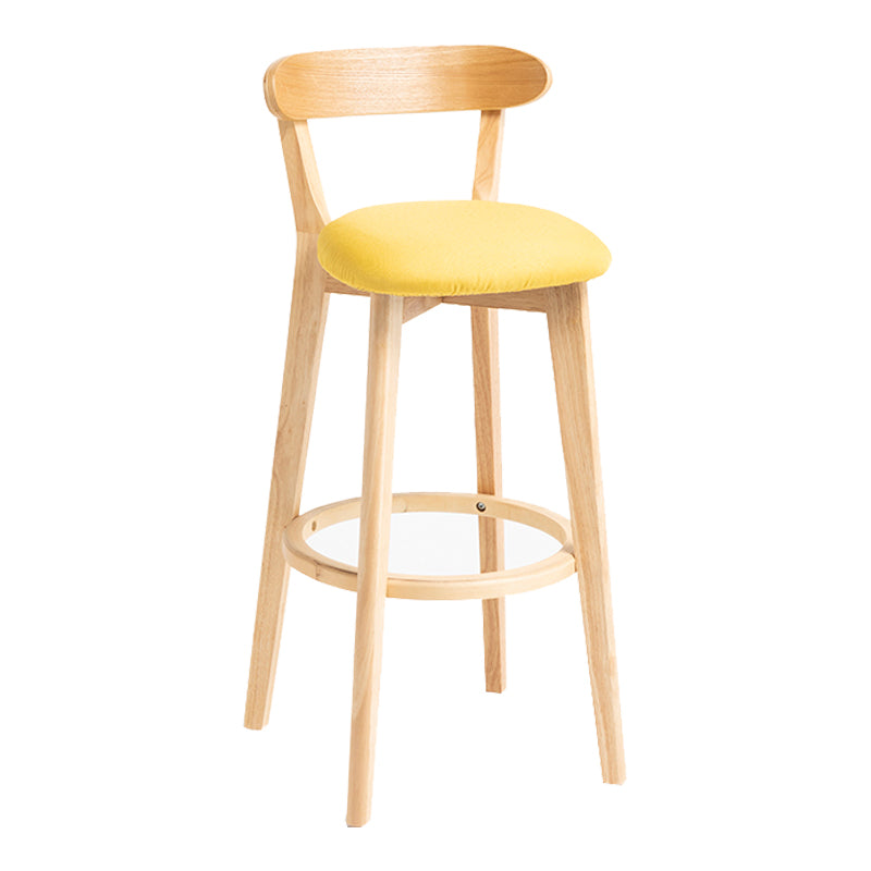 Modern Backrest Armless Counter Stool Wood Household Bar Stool with Cushion Yellow 1 Piece Clearhalo 'Bar Furniture' 'Bar Stools' 'bar_stools' 'furn' 'furn_bar_stools' 'furniture_bar_stools' 'Kitchen & Dining Furniture' 'kitchen&dining_furn' 'kitchen' 'kitchen_furn' Furniture' 4354473