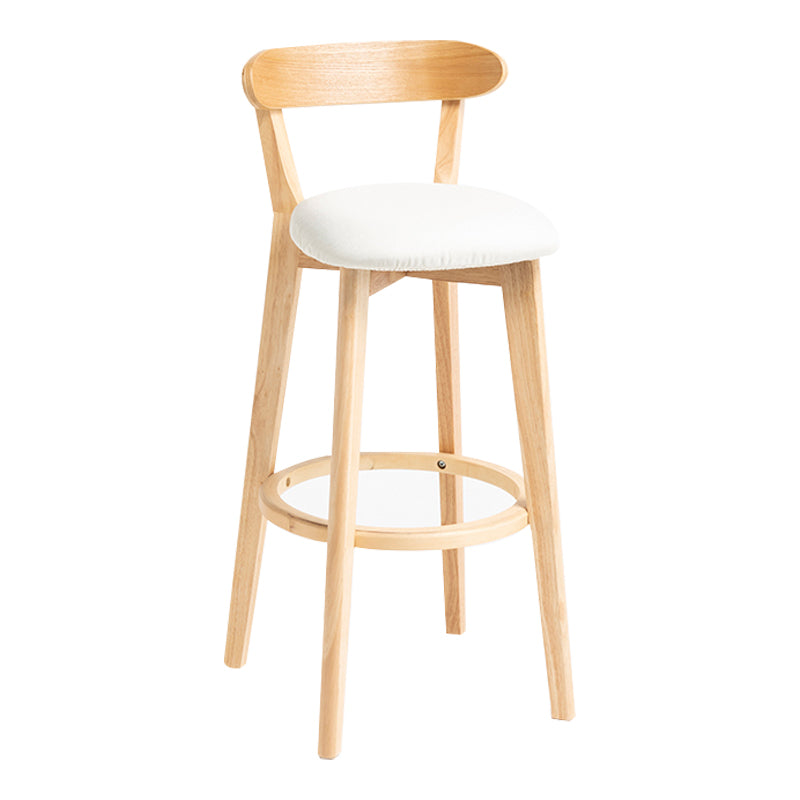 Modern Backrest Armless Counter Stool Wood Household Bar Stool with Cushion Off-White 1 Piece Clearhalo 'Bar Furniture' 'Bar Stools' 'bar_stools' 'furn' 'furn_bar_stools' 'furniture_bar_stools' 'Kitchen & Dining Furniture' 'kitchen&dining_furn' 'kitchen' 'kitchen_furn' Furniture' 4354477