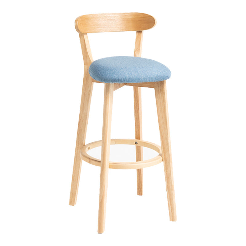 Modern Backrest Armless Counter Stool Wood Household Bar Stool with Cushion Blue 1 Piece Clearhalo 'Bar Furniture' 'Bar Stools' 'bar_stools' 'furn' 'furn_bar_stools' 'furniture_bar_stools' 'Kitchen & Dining Furniture' 'kitchen&dining_furn' 'kitchen' 'kitchen_furn' Furniture' 4354478