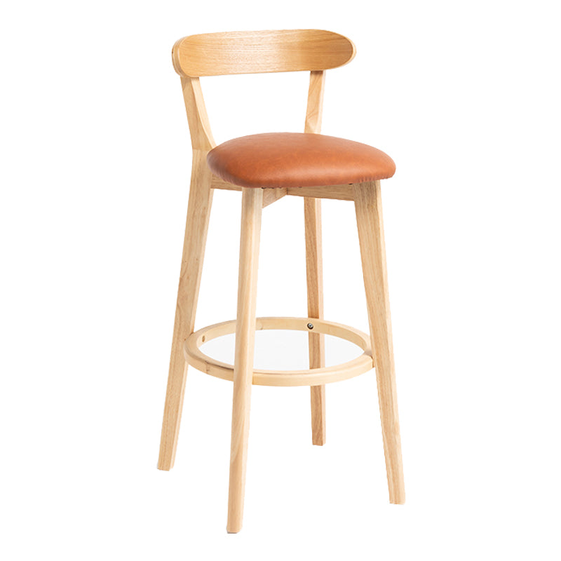 Modern Backrest Armless Counter Stool Wood Household Bar Stool with Cushion Light Brown 1 Piece Clearhalo 'Bar Furniture' 'Bar Stools' 'bar_stools' 'furn' 'furn_bar_stools' 'furniture_bar_stools' 'Kitchen & Dining Furniture' 'kitchen&dining_furn' 'kitchen' 'kitchen_furn' Furniture' 4354480