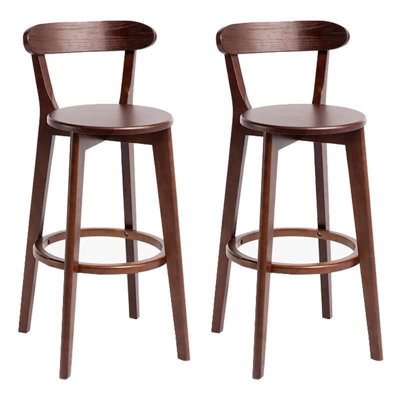 Modern Backrest Armless Counter Stool Wood Household Bar Stool with Cushion Dark Brown 2 Piece Set Clearhalo 'Bar Furniture' 'Bar Stools' 'bar_stools' 'furn' 'furn_bar_stools' 'furniture_bar_stools' 'Kitchen & Dining Furniture' 'kitchen&dining_furn' 'kitchen' 'kitchen_furn' Furniture' 4354485