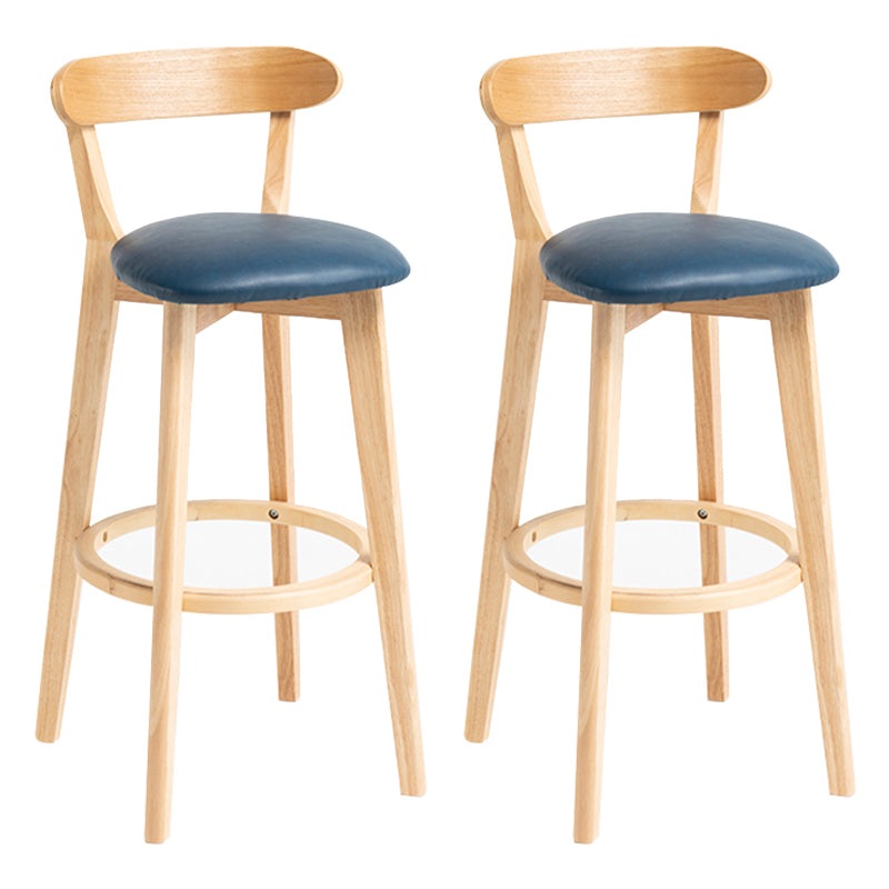 Modern Backrest Armless Counter Stool Wood Household Bar Stool with Cushion Royal Blue 2 Piece Set Clearhalo 'Bar Furniture' 'Bar Stools' 'bar_stools' 'furn' 'furn_bar_stools' 'furniture_bar_stools' 'Kitchen & Dining Furniture' 'kitchen&dining_furn' 'kitchen' 'kitchen_furn' Furniture' 4354487